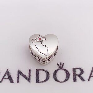 Pandora Peru  Map I love Peru  Heart Charm
